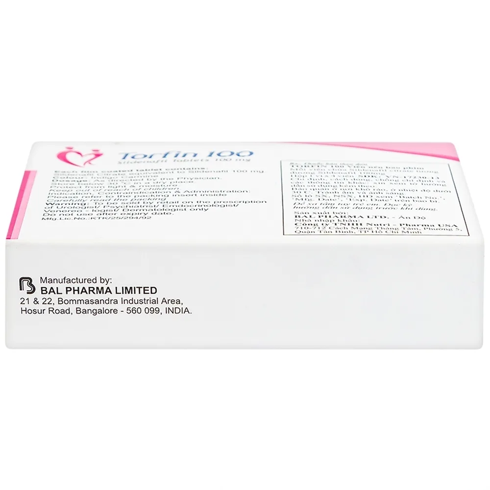 Hình ảnh Thuốc Torfin 100mg Bal Pharma điều trị các tình trạng rối loạn cương dương (1 vỉ x 4 viên)