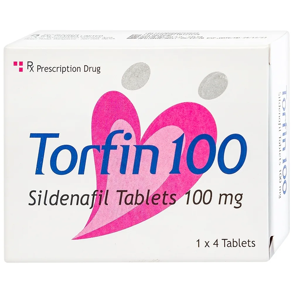 Hình ảnh Thuốc Torfin 100mg Bal Pharma điều trị các tình trạng rối loạn cương dương (1 vỉ x 4 viên)