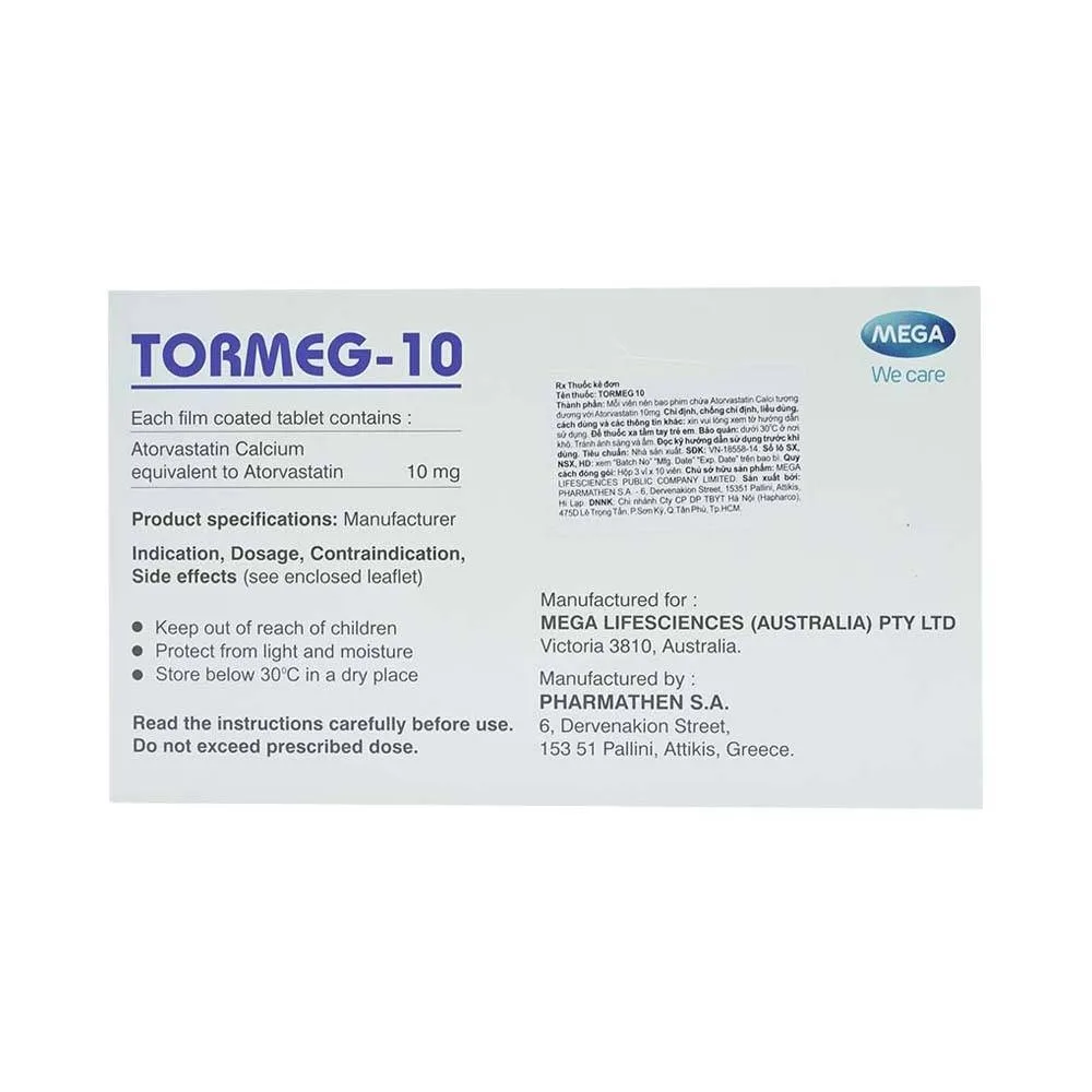 Hình ảnh Thuốc Tormeg-10 MEGA We care ngăn ngừa bệnh tim mạch, tăng mỡ máu (3 vỉ x 10 viên)