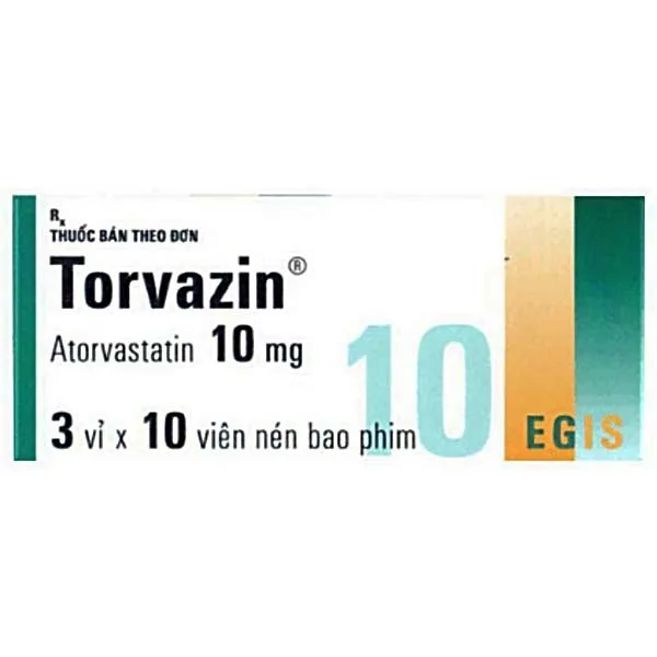 Hình ảnh Thuốc Torvazin 10mg Egis điều trị tăng cholesterol máu, ngừa bệnh tim mạch (3 vỉ x 10 viên)