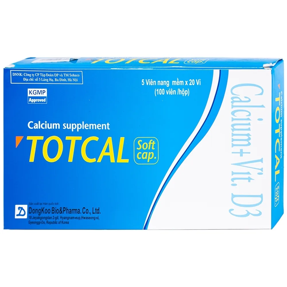 Hình ảnh Thuốc Totcal Soft Cap DongKoo điều trị còi xương, chứng co giật (20 vỉ x 5 viên)