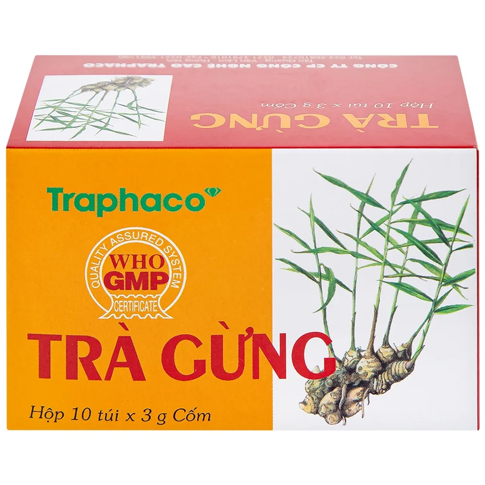 Hình ảnh Trà Gừng Traphaco điều trị đau bụng do lạnh, đầy trướng, không tiêu (10 gói x 3g)