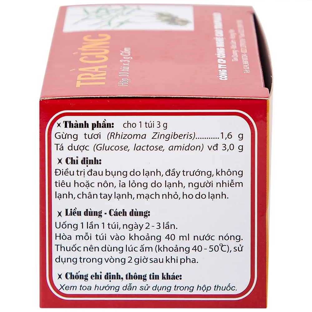 Hình ảnh Trà Gừng Traphaco điều trị đau bụng do lạnh, đầy trướng, không tiêu (10 gói x 3g)