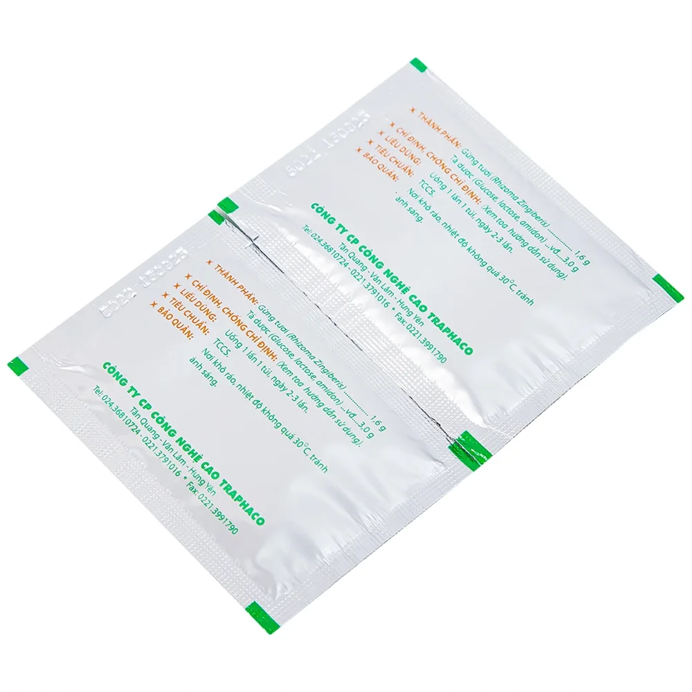 Hình ảnh Trà Gừng Traphaco điều trị đau bụng do lạnh, đầy trướng, không tiêu (10 gói x 3g)