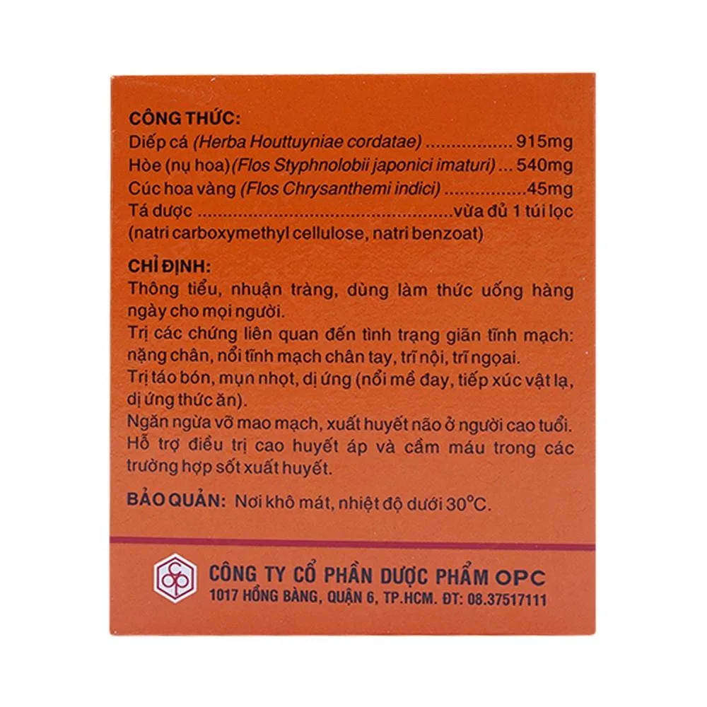 Hình ảnh Trà túi lọc Ruton OPC thông tiểu, nhuận tràng, điều trị giãn tĩnh mạch (24 túi x 1,5g)