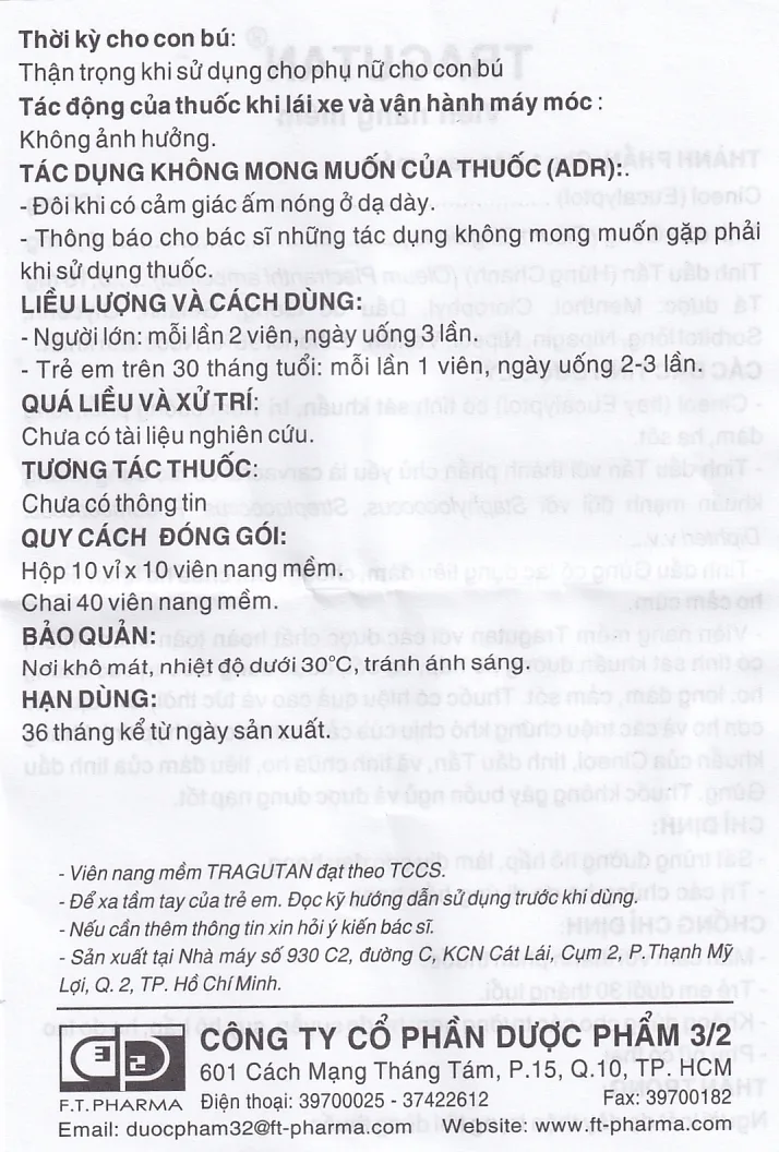 Hình ảnh Thuốc Tragutan Dược 3/2 sát trùng đường hô hấp, dịu cơn đau họng (10 vỉ x 10 viên)