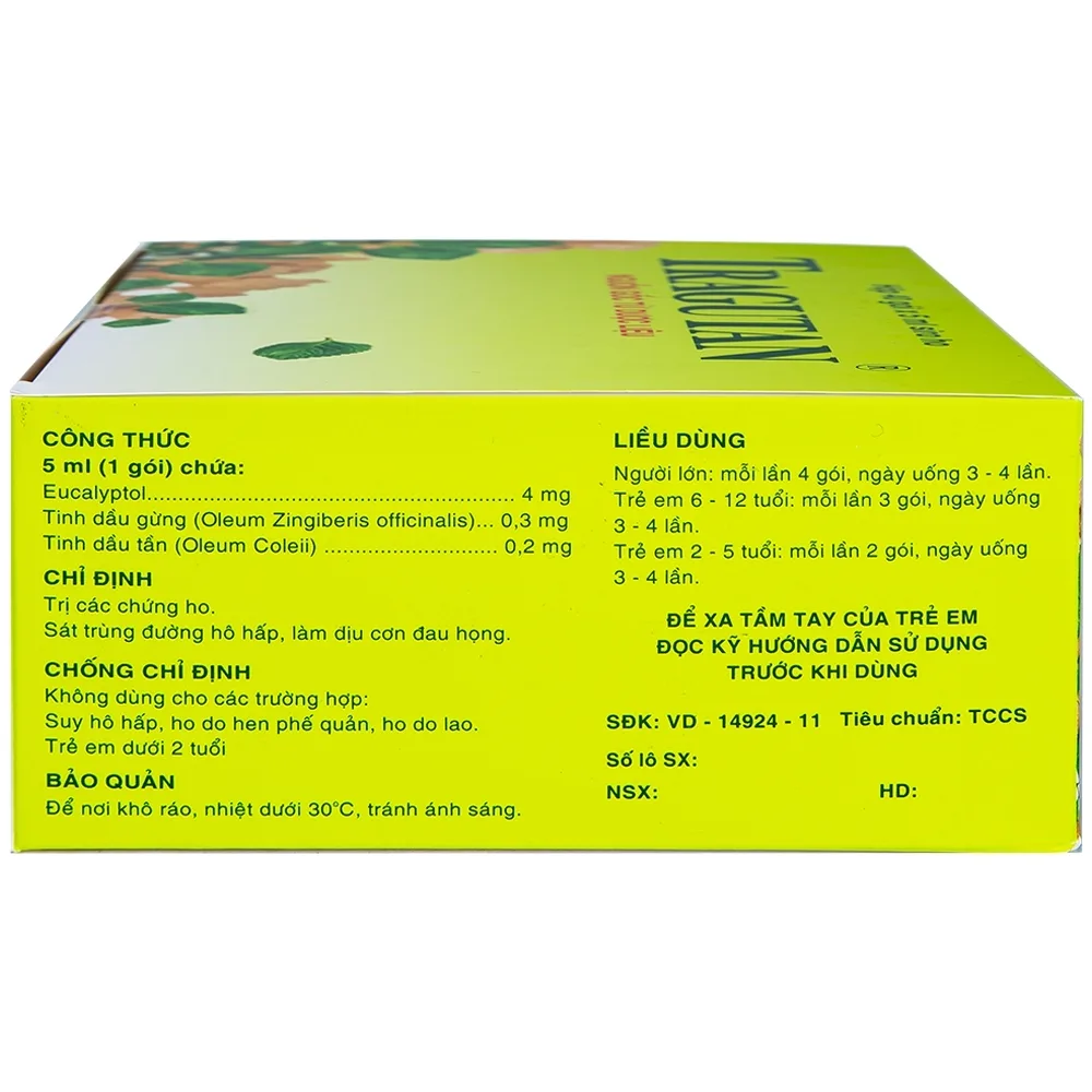 Hình ảnh Siro ho Tragutan Dược điều trị các chứng ho, sát trùng đường hô hấp (40 gói x 5ml)