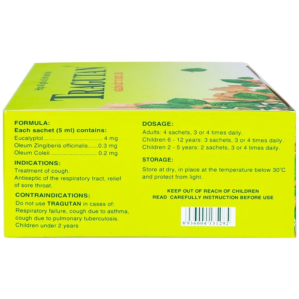 Hình ảnh Siro ho Tragutan Dược điều trị các chứng ho, sát trùng đường hô hấp (40 gói x 5ml)