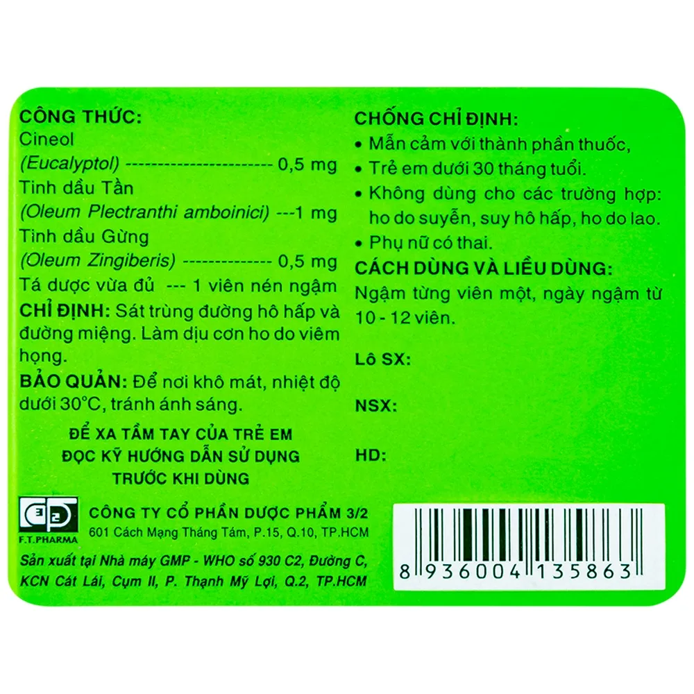 Hình ảnh Viên ngậm Tragutan Dược 3-2 sát trùng đường hô hấp, đường miệng, làm dịu cơn ho (24 viên)
