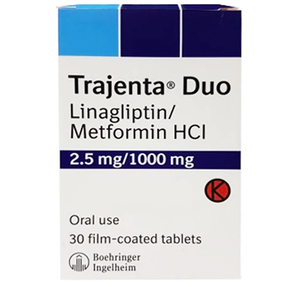 Hình ảnh Thuốc Trajenta Duo 2.5mg/1000mg Boehringer điều trị đái tháo đường típ 2 (3 vỉ x 10 viên)