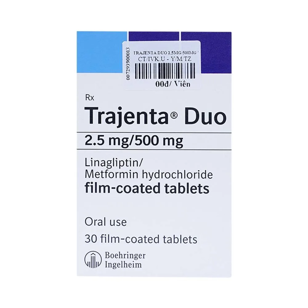 Hình ảnh Thuốc Trajenta Duo 2.5mg/500mg Boehringer điều trị đái tháo đường típ 2 (3 vỉ x 10 viên)