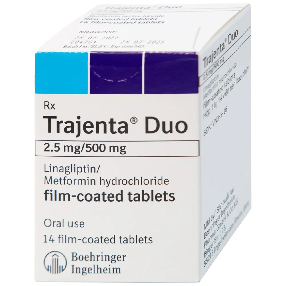 Hình ảnh Thuốc Trajenta Duo 2.5mg/500mg Boehringer điều trị đái tháo đường típ 2 (14 viên)