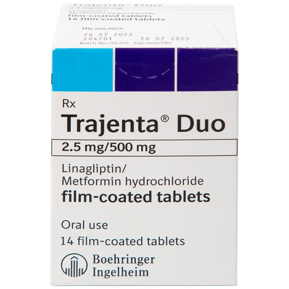 Hình ảnh Thuốc Trajenta Duo 2.5mg/500mg Boehringer điều trị đái tháo đường típ 2 (14 viên)