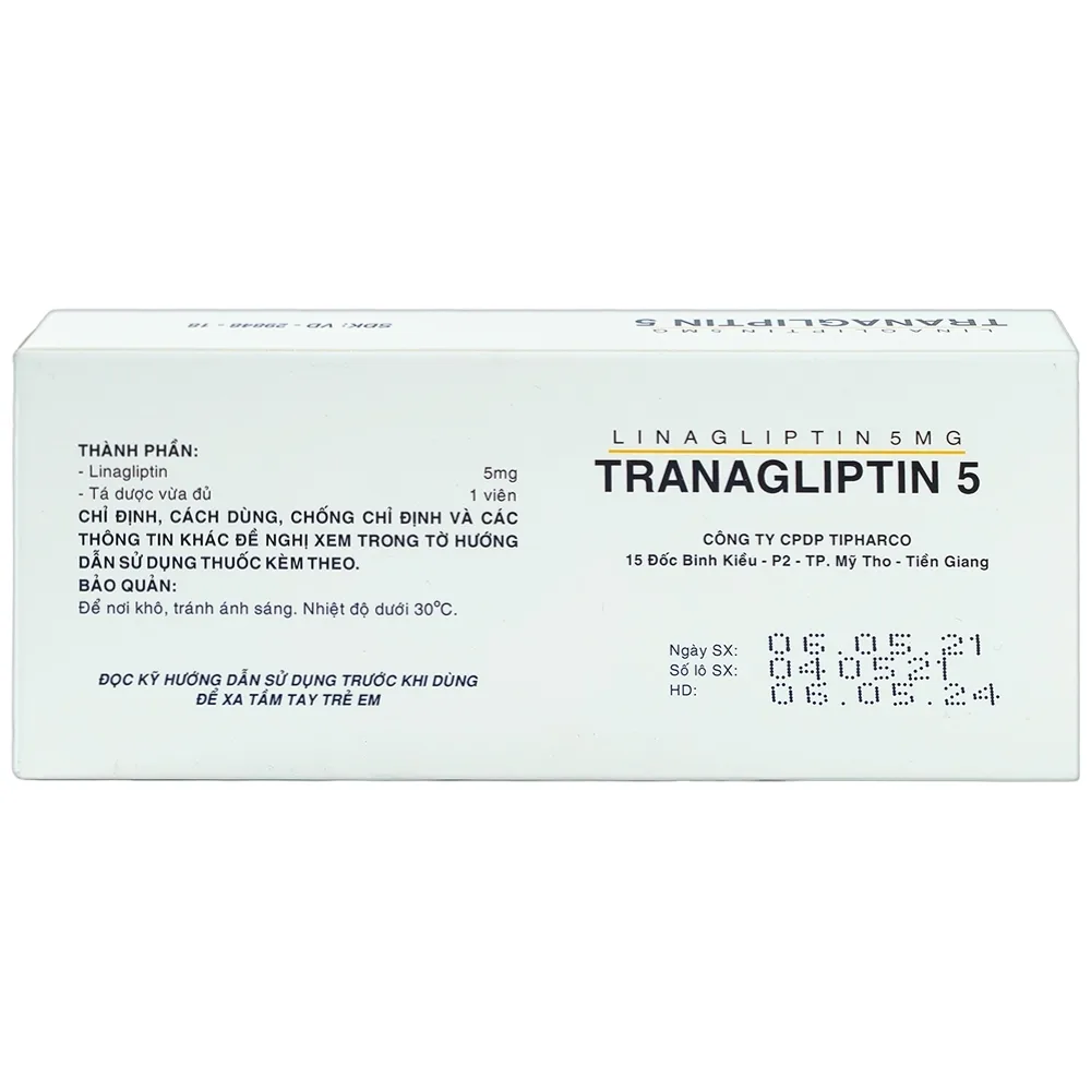 Hình ảnh Thuốc Tranagliptin 5 Tipharco điều trị đái tháo đường típ 2 (3 vỉ x 10 viên) 