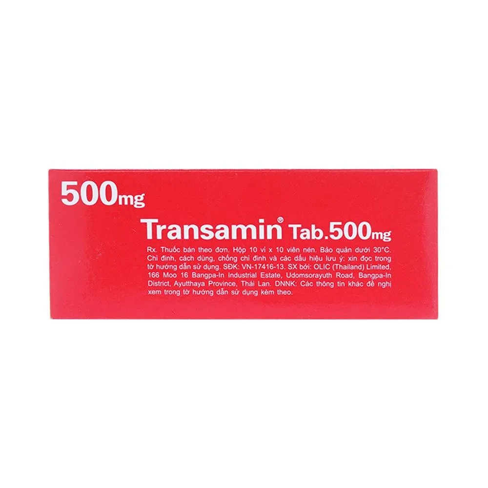 Hình ảnh Thuốc Transamin Tab.500mg Daiichi điều trị bệnh bạch huyết, thiếu máu không tái tạo (10 vỉ x 10 viên)