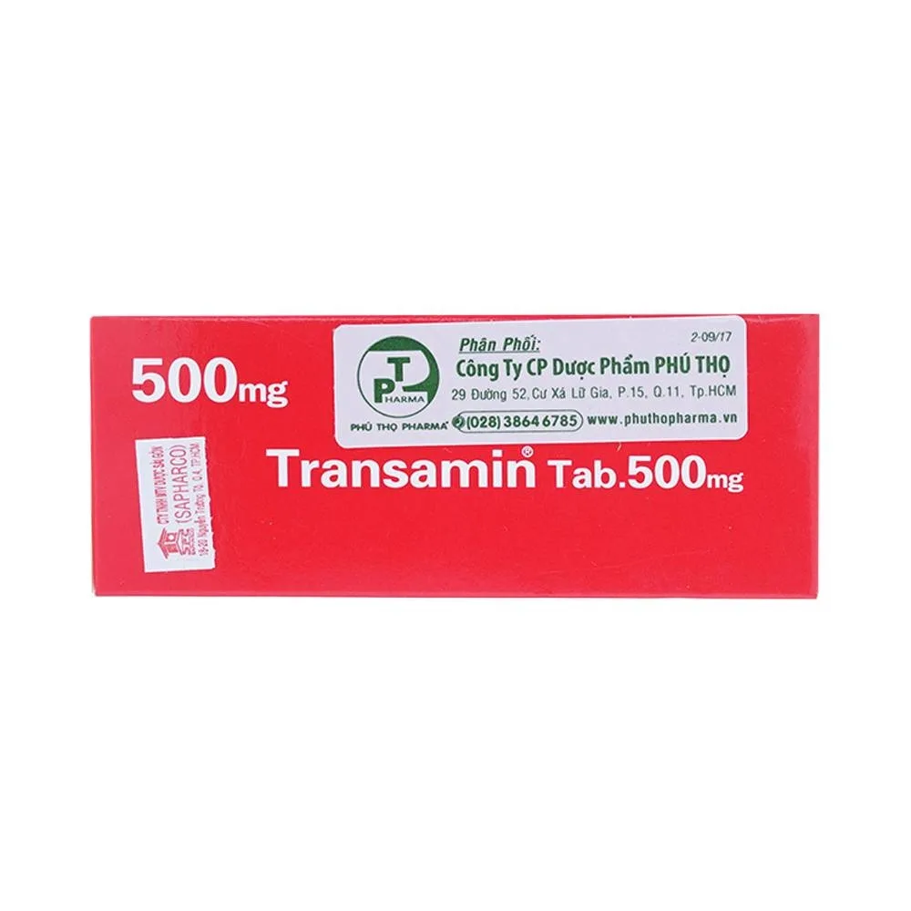 Hình ảnh Thuốc Transamin Tab.500mg Daiichi điều trị bệnh bạch huyết, thiếu máu không tái tạo (10 vỉ x 10 viên)