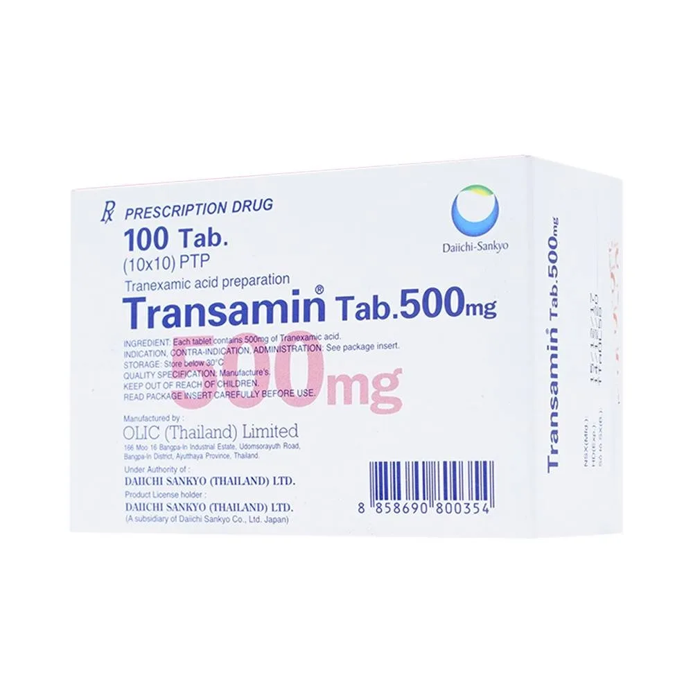 Hình ảnh Thuốc Transamin Tab.500mg Daiichi điều trị bệnh bạch huyết, thiếu máu không tái tạo (10 vỉ x 10 viên)