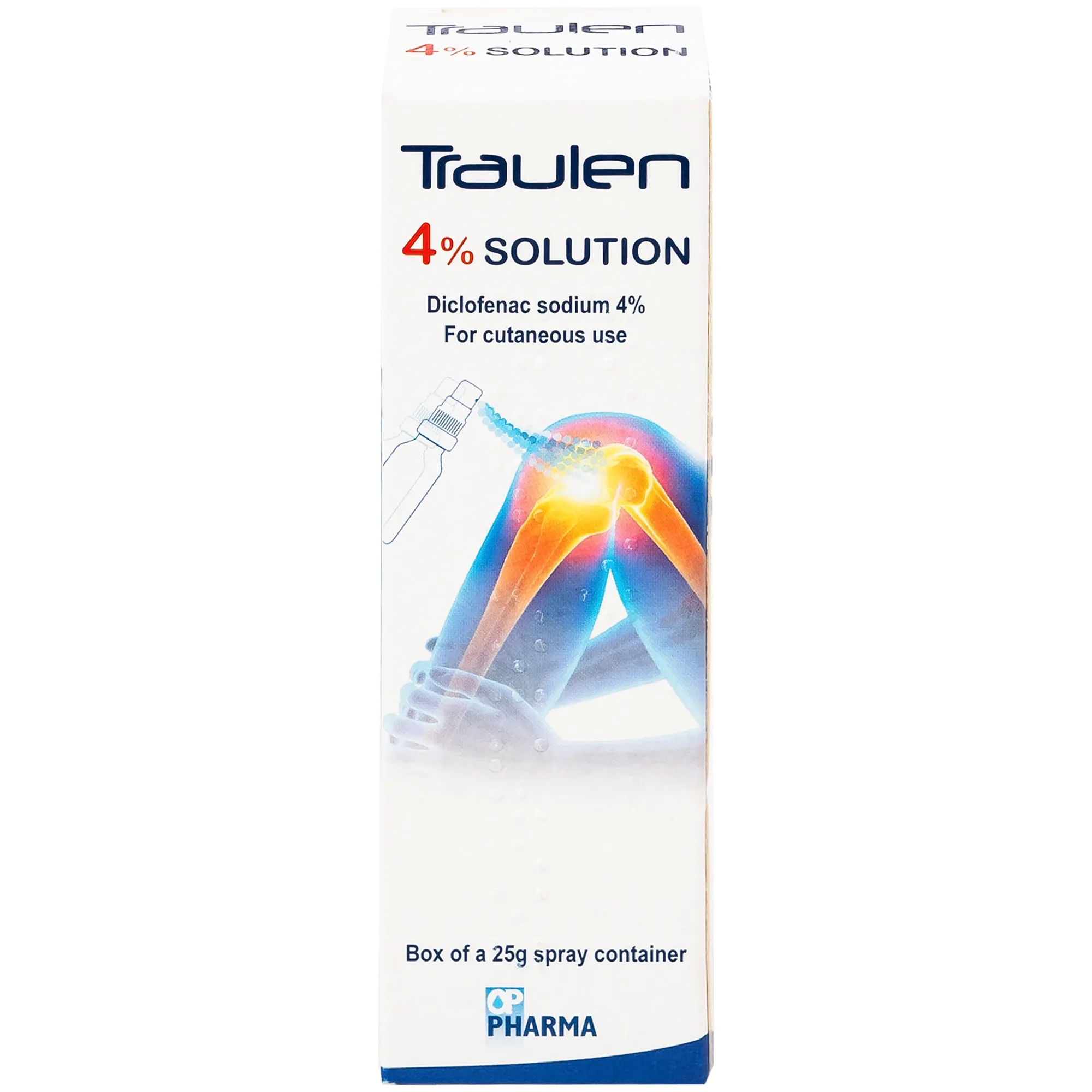 Hình ảnh Thuốc giảm đau Traulen 4% OP Pharma dạng xịt hỗ trợ điều trị tại chỗ đau và viêm do thấp khớp (25g)