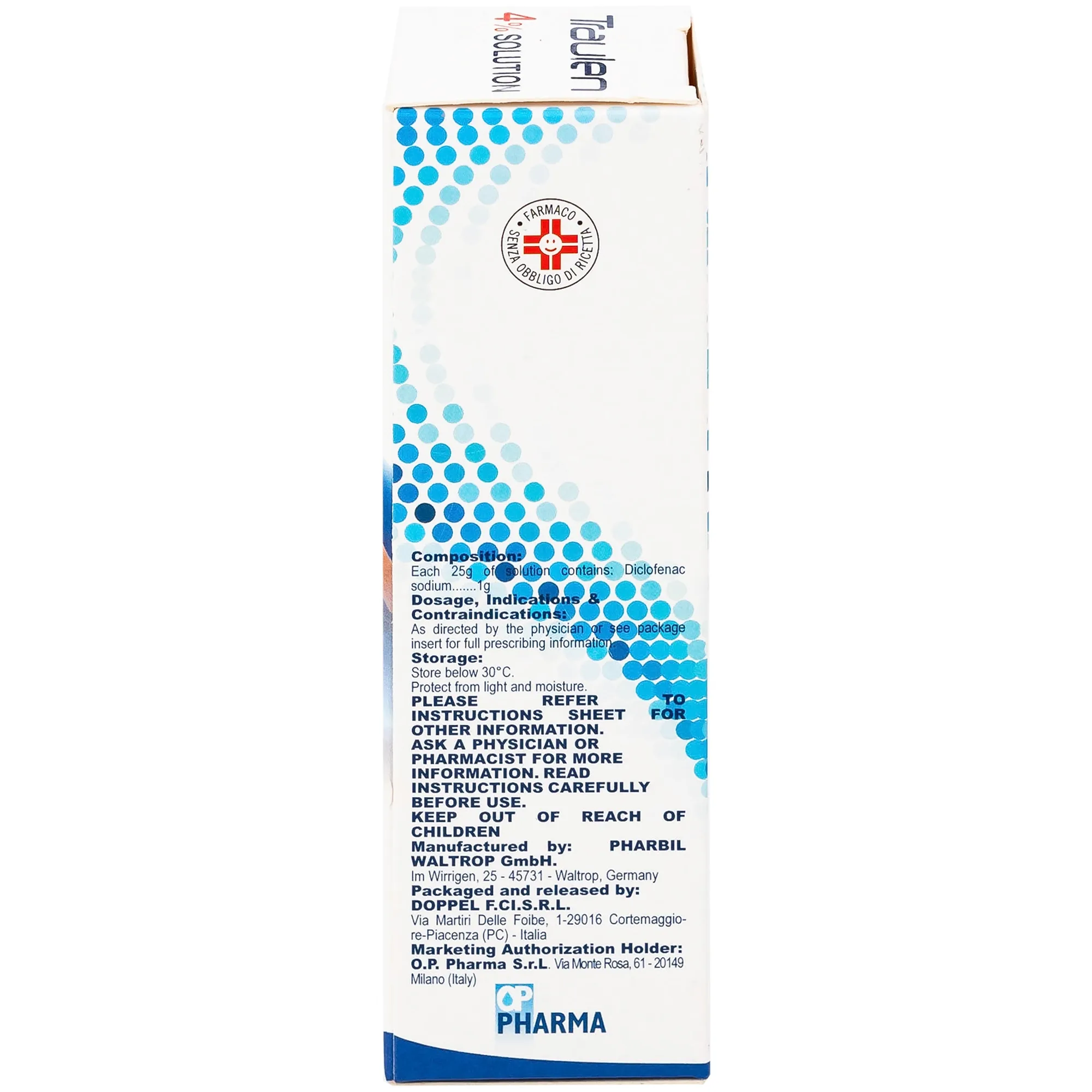 Hình ảnh Thuốc giảm đau Traulen 4% OP Pharma dạng xịt hỗ trợ điều trị tại chỗ đau và viêm do thấp khớp (25g)