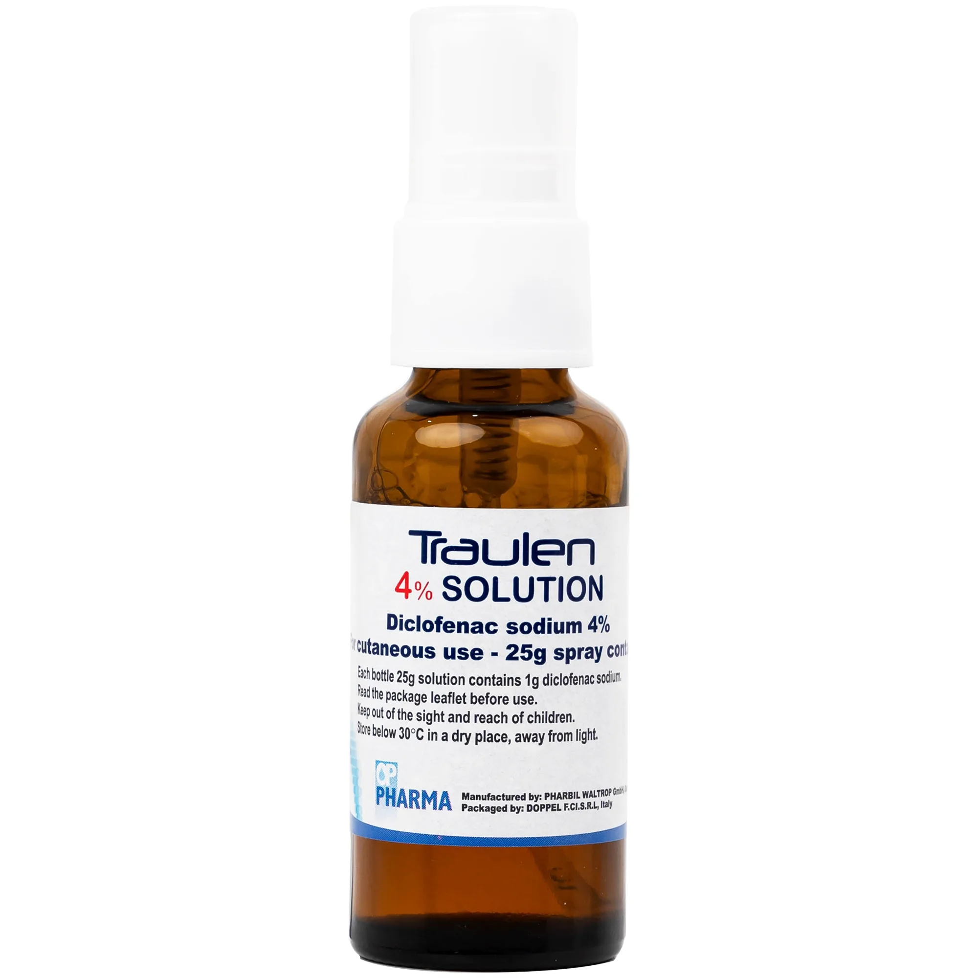 Hình ảnh Thuốc giảm đau Traulen 4% OP Pharma dạng xịt hỗ trợ điều trị tại chỗ đau và viêm do thấp khớp (25g)