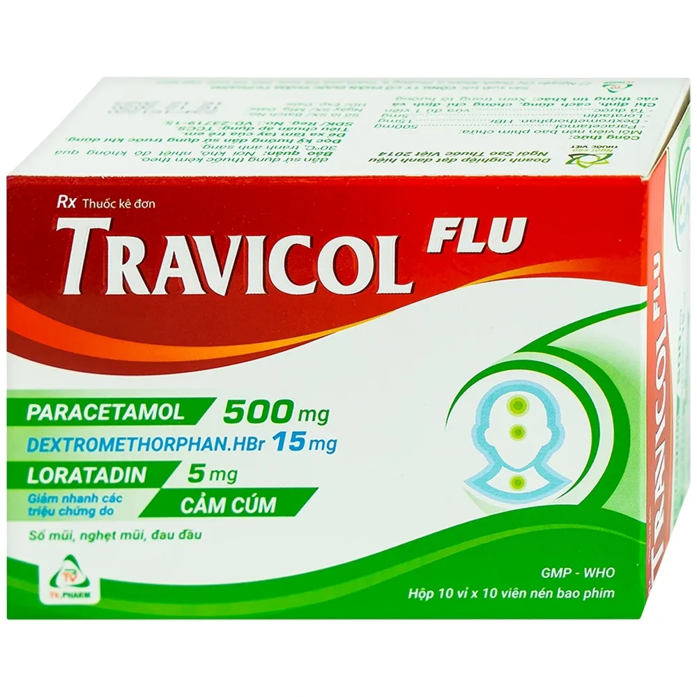 Hình ảnh Thuốc Travicol Flu TV.Pharm giảm nhanh các triệu chứng do cảm cúm (10 vỉ x 10 viên)