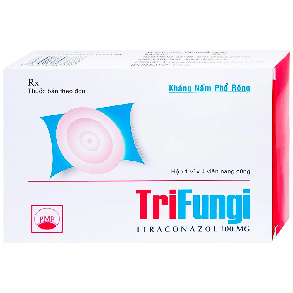 Hình ảnh Thuốc Trifungi Pymepharco điều trị nhiễm nấm Candida ở miệng - họng (1 vỉ x 4 viên)