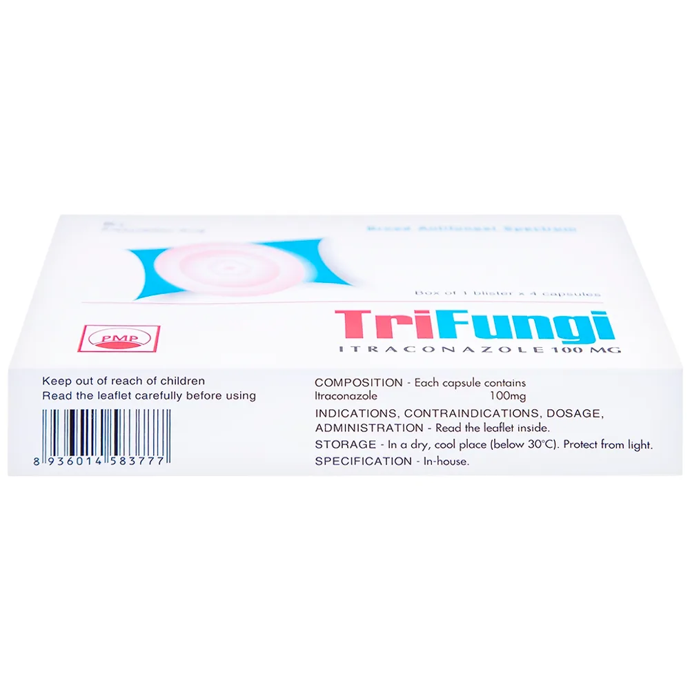 Hình ảnh Thuốc Trifungi Pymepharco điều trị nhiễm nấm Candida ở miệng - họng (1 vỉ x 4 viên)