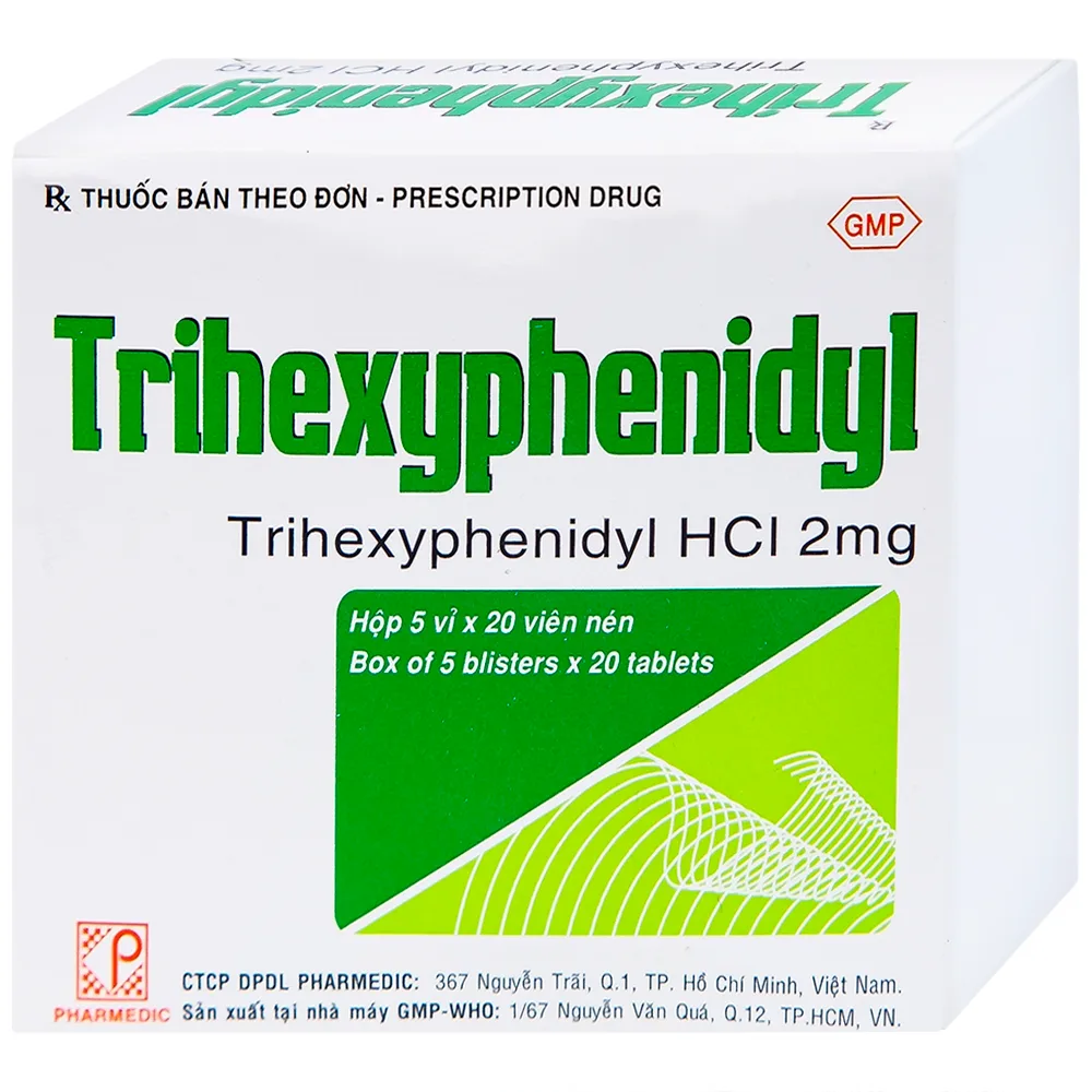 Hình ảnh Thuốc Trihexyphenidyl Pharmedic điều trị phụ trợ hội chứng Parkinson (5 vỉ x 20 viên)