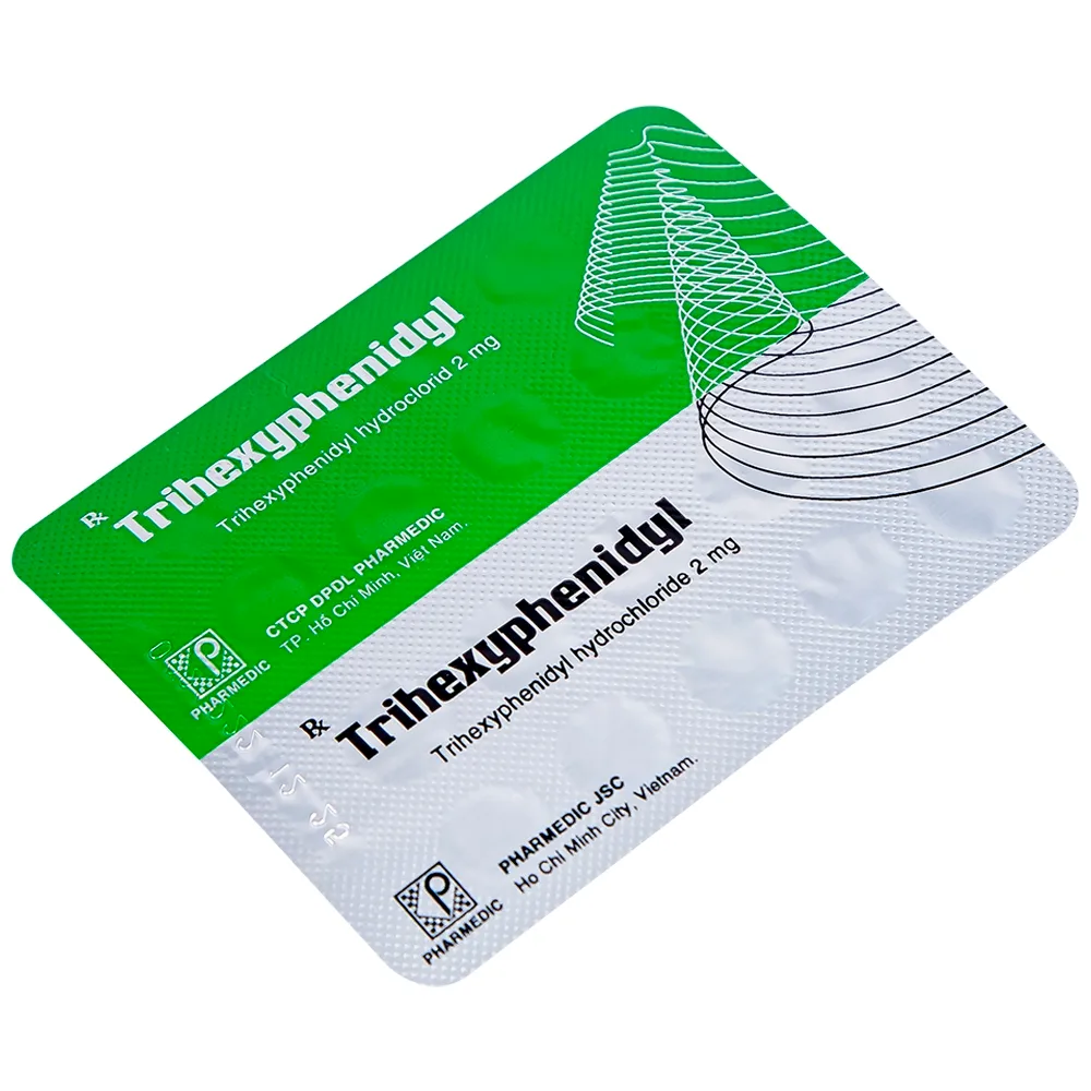 Hình ảnh Thuốc Trihexyphenidyl Pharmedic điều trị phụ trợ hội chứng Parkinson (5 vỉ x 20 viên)
