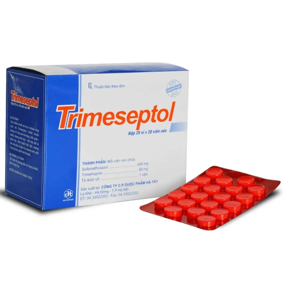 Hình ảnh Thuốc Trimeseptol Hataphar điều trị nhiễm khuẩn đường tiết niệu (25 vỉ x 20 viên)