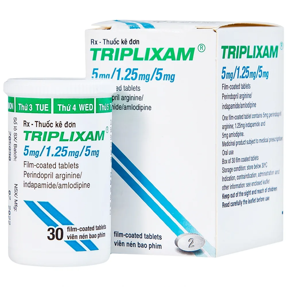 Hình ảnh Thuốc Triplixam 5mg/1.25mg/5mg Servier điều trị tăng huyết áp (30 viên)