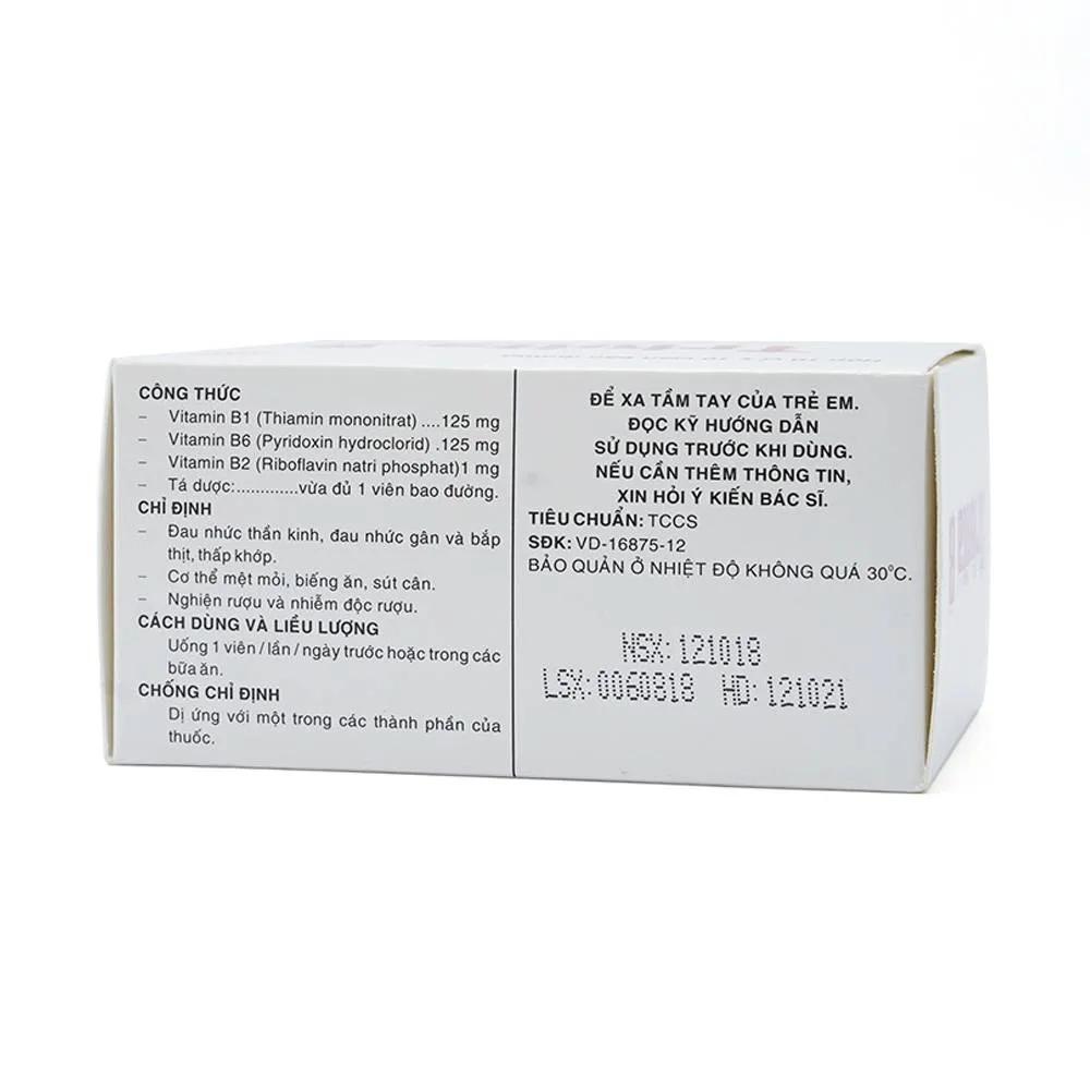 Hình ảnh Thuốc Trivita B Pharmedic điều trị đau nhức thần kinh (10 vỉ x 10 viên)