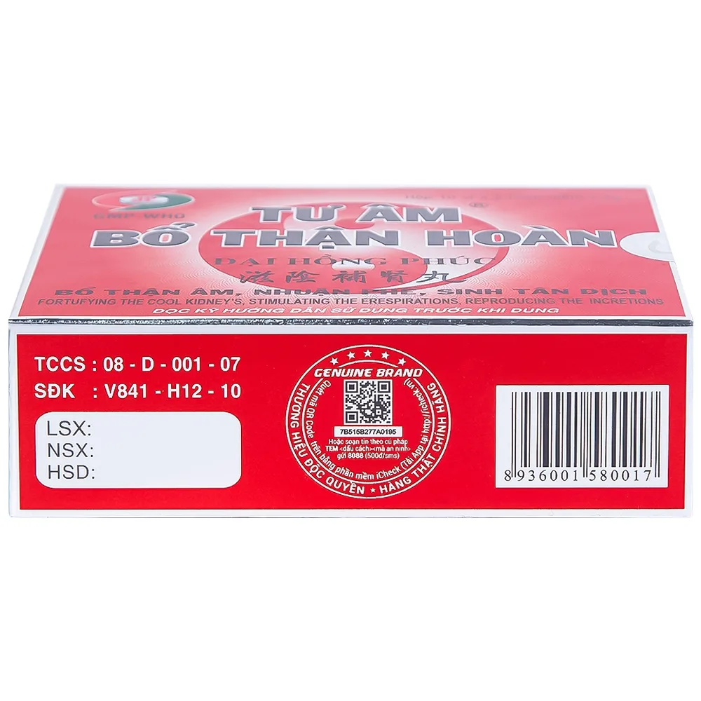 Hình ảnh Thuốc Tư Âm Bổ Thận Hoàn Đại Hồng Phúc bổ thận âm, nhuận phế (10 vỉ x 2 viên)
