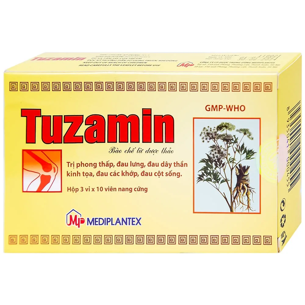 Hình ảnh Thuốc Tuzamin Mediplantex hỗ trợ điều trị phong thấp, đau lưng (3 vỉ x 10 viên) 