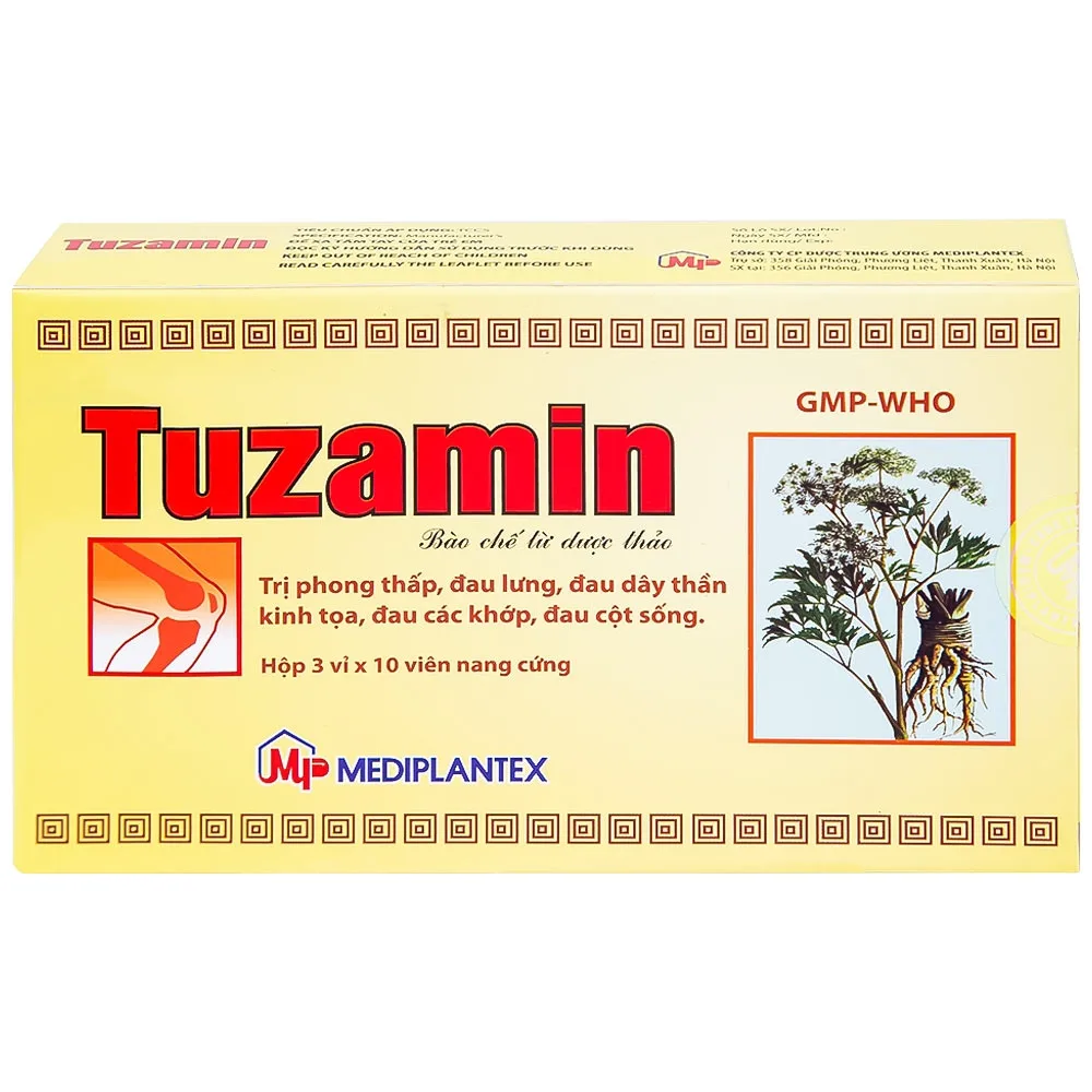 Hình ảnh Thuốc Tuzamin Mediplantex hỗ trợ điều trị phong thấp, đau lưng (3 vỉ x 10 viên) 