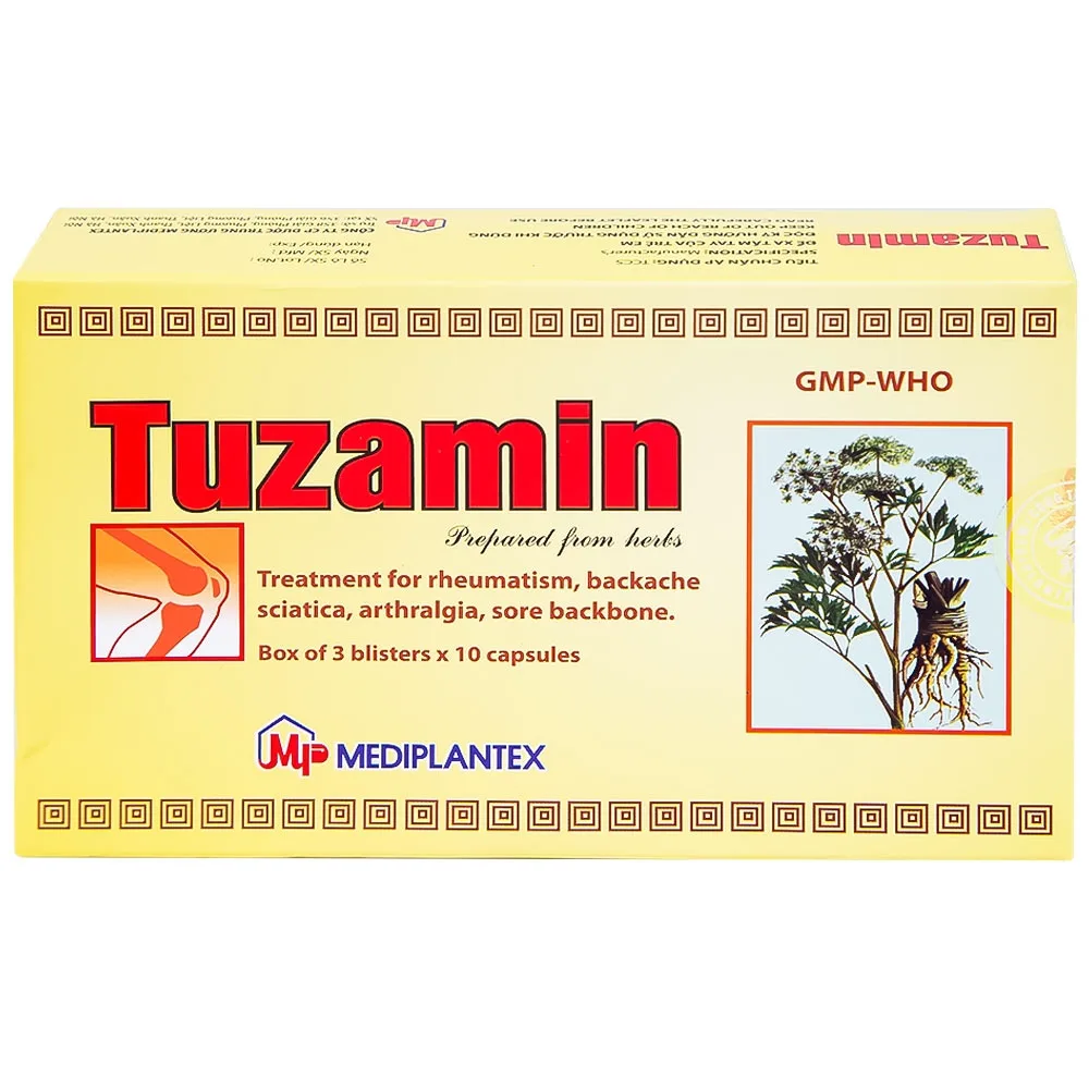 Hình ảnh Thuốc Tuzamin Mediplantex hỗ trợ điều trị phong thấp, đau lưng (3 vỉ x 10 viên) 