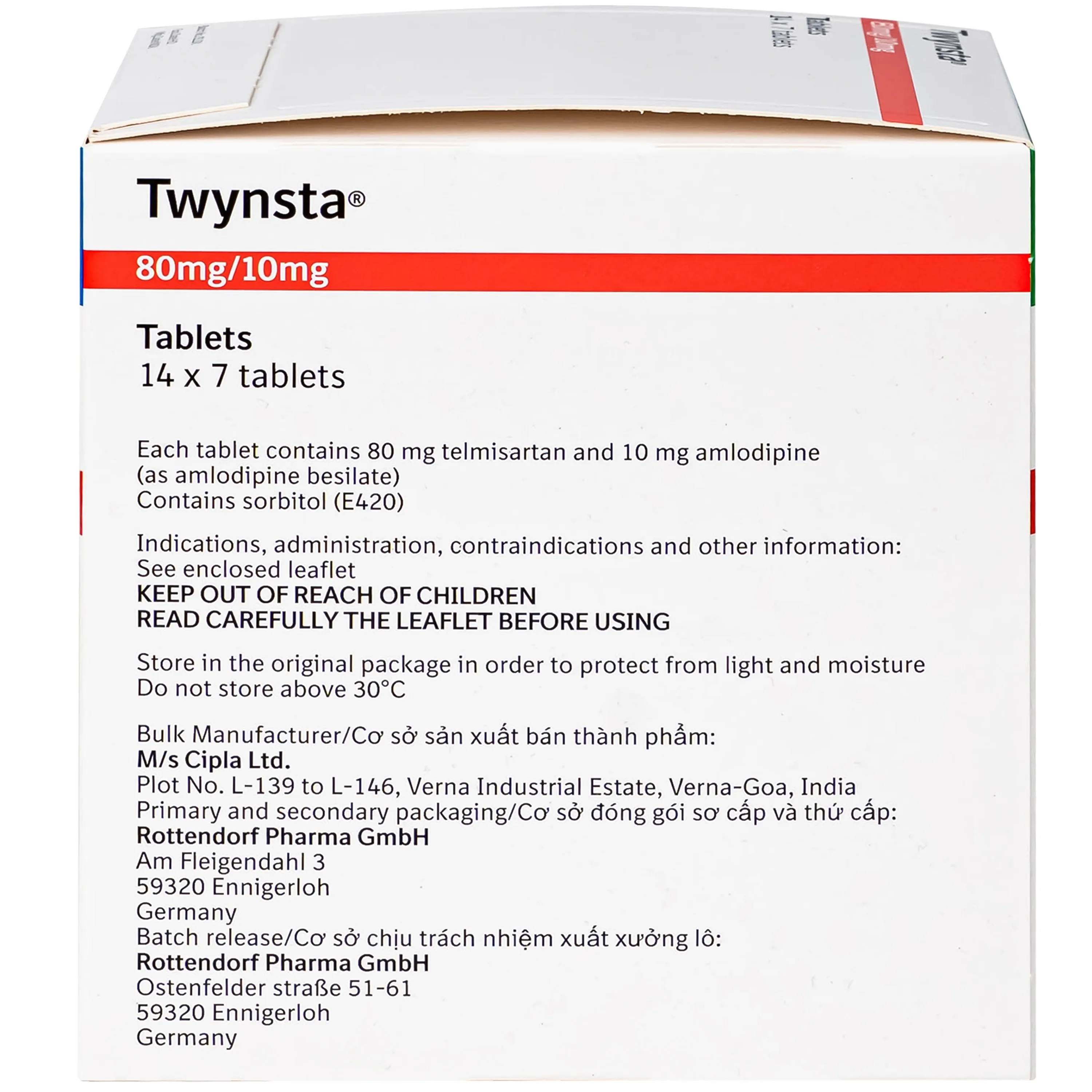 Hình ảnh Thuốc Twynsta 80mg/10mg Boehringer điều trị tăng huyết áp vô căn (14 vỉ x 7 viên)