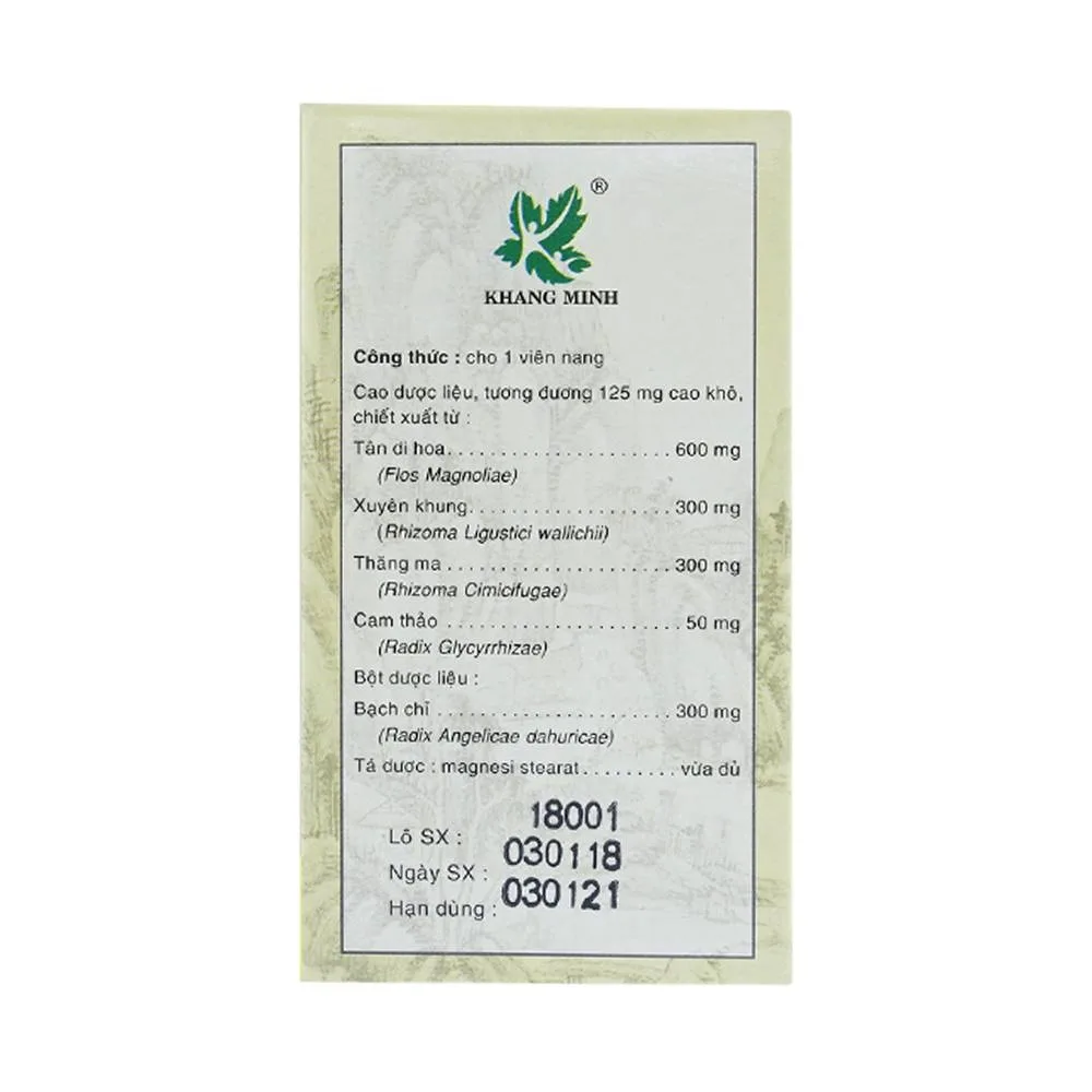 Hình ảnh Thuốc Tỷ Viêm Nang Khang Minh điều trị viêm xoang, viêm mũi dị ứng (60 viên)
