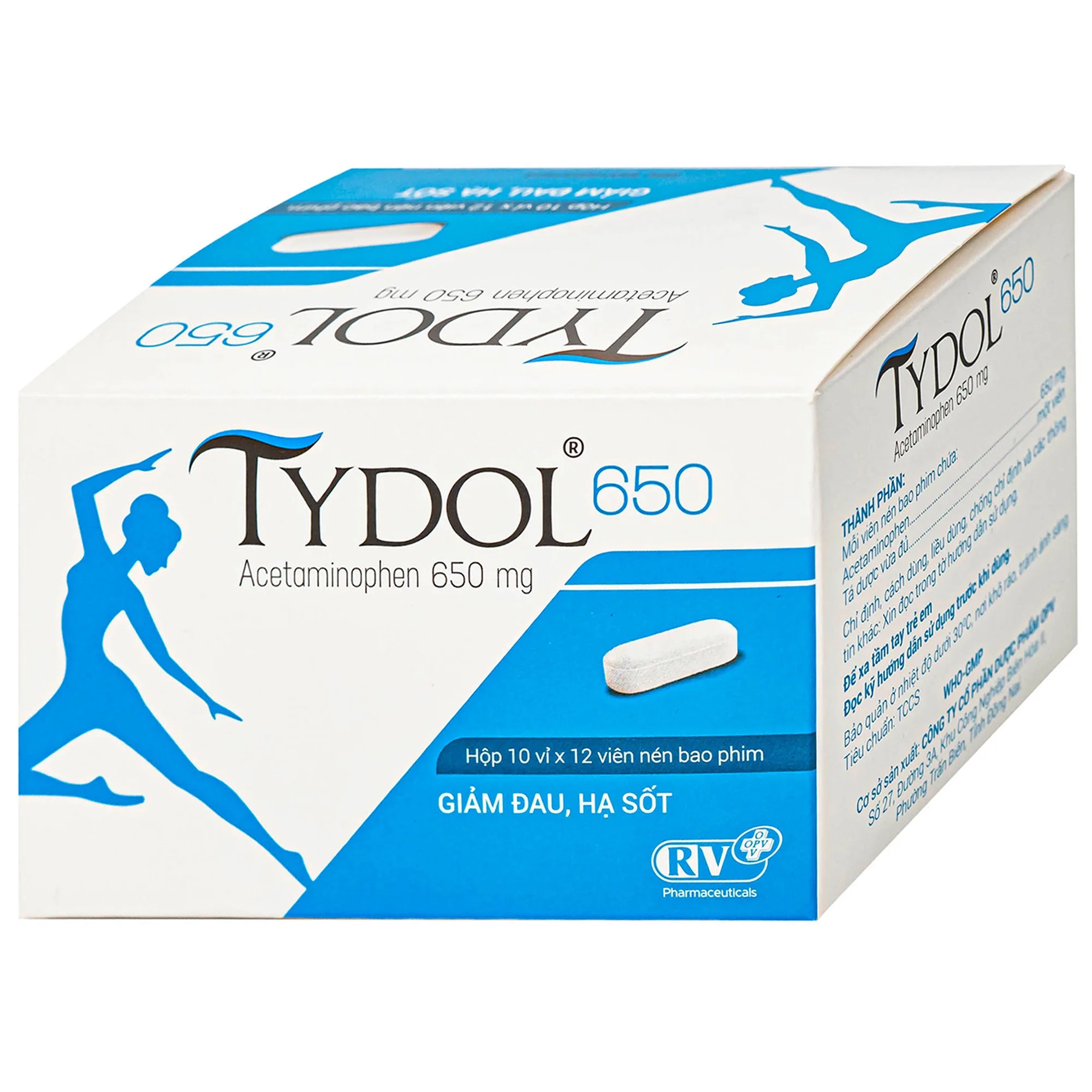 Hình ảnh Thuốc Tydol 650 OPV giảm đau và hạ sốt từ nhẹ đến trung bình (10 vỉ x 12 viên)