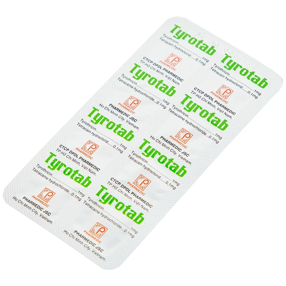 Hình ảnh Viên ngậm sát trùng Tyrotab Pharmedic điều trị viêm họng, viêm amidan (10 vỉ x 8 viên)