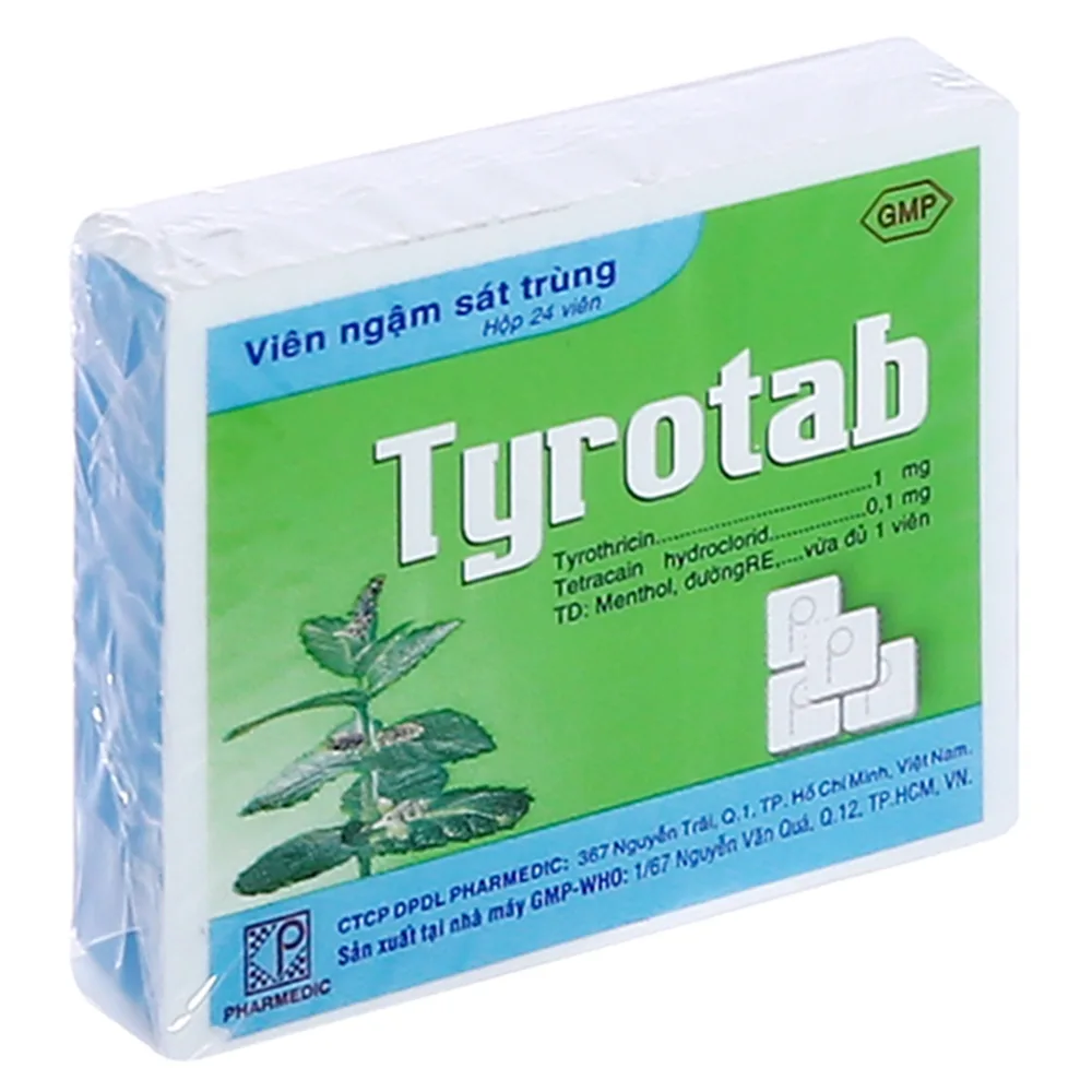 Hình ảnh Viên ngậm sát trùng Tyrotab Pharmedic điều trị viêm họng, viêm amidan (24 viên)