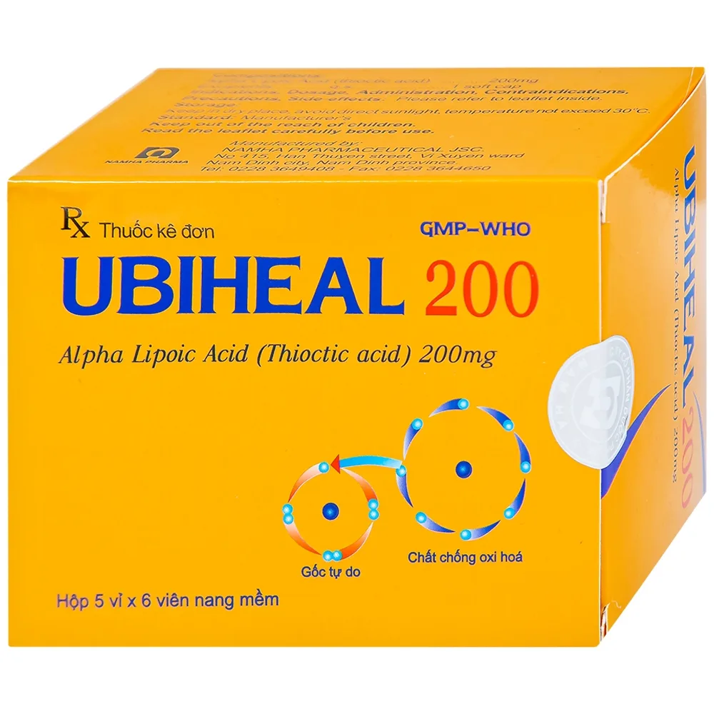 Hình ảnh Thuốc Ubiheal 200 Nam Hà điều trị các rối loạn cảm giác  do bệnh thần kinh đái tháo đường (5 vỉ x 6 viên)