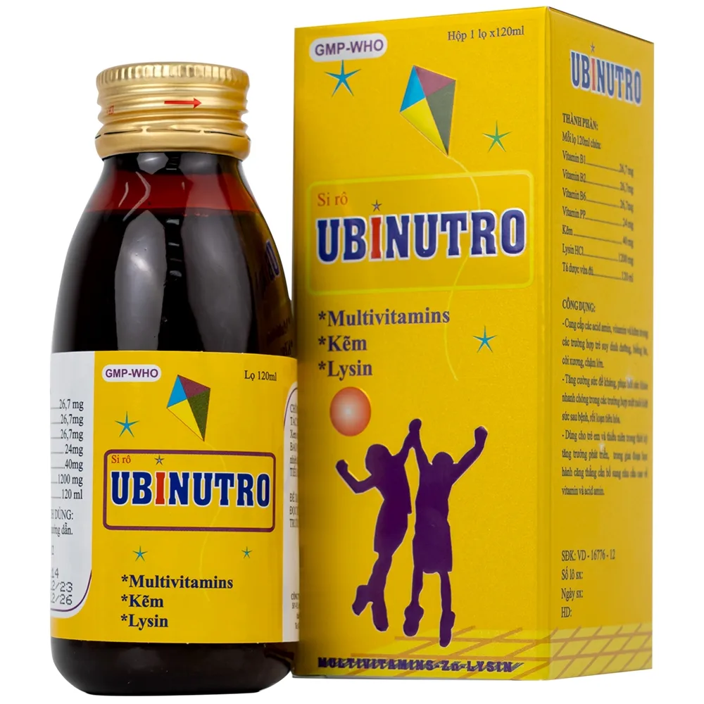 Hình ảnh Siro Ubinutro Nam Hà bổ sung các acid amin, vitamin và kẽm (120ml)