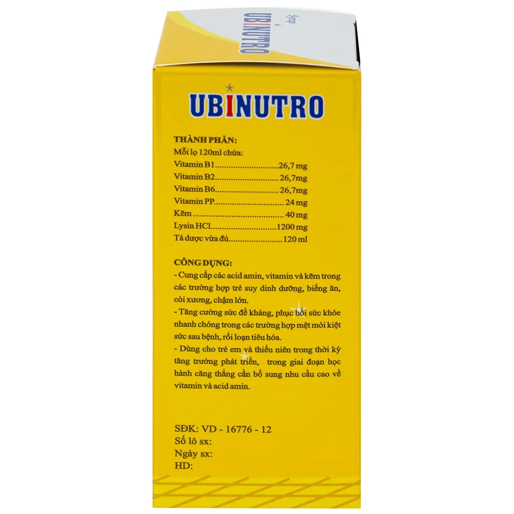 Hình ảnh Siro Ubinutro Nam Hà bổ sung các acid amin, vitamin và kẽm (120ml)