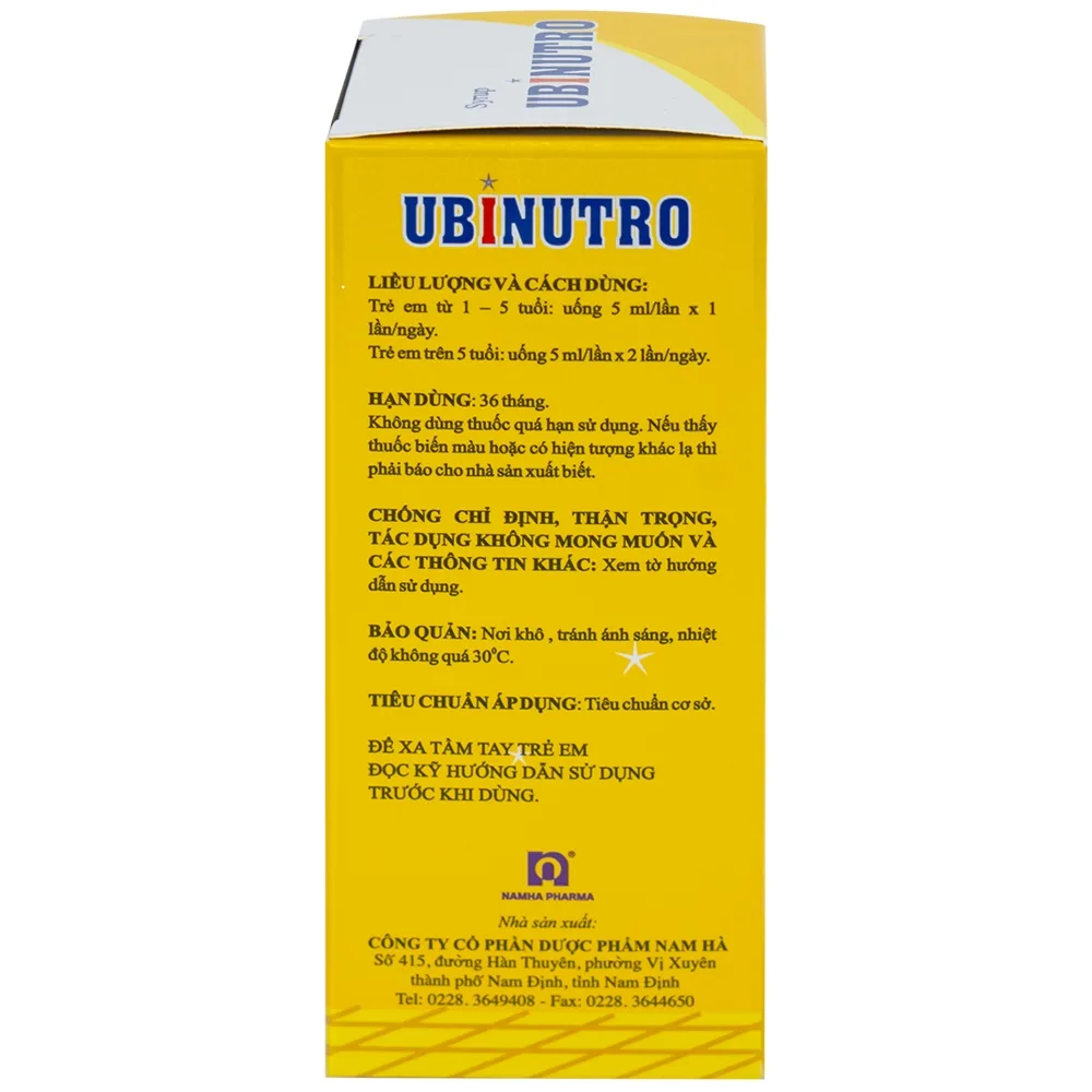 Hình ảnh Siro Ubinutro Nam Hà bổ sung các acid amin, vitamin và kẽm (120ml)
