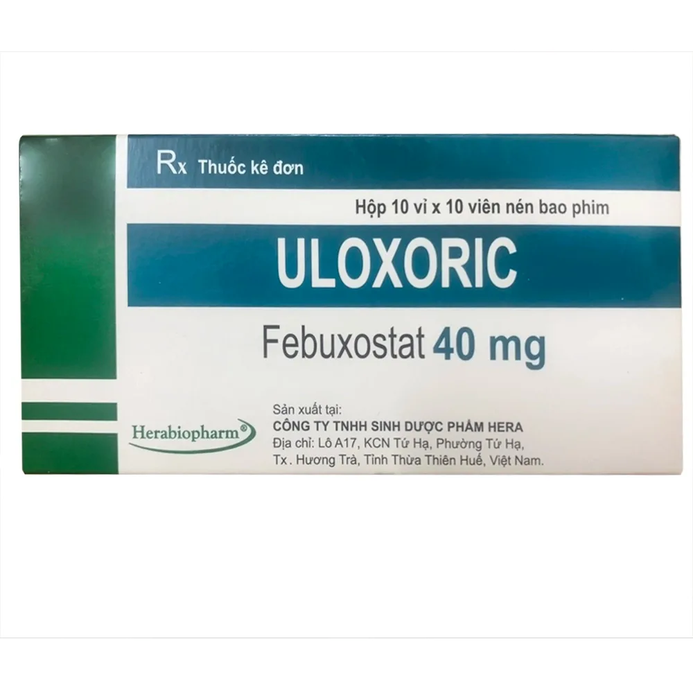 Hình ảnh Thuốc Uloxoric 40mg Herabiopharm điều trị tăng acid uric máu mạn tính (10 vỉ x 10 viên)
