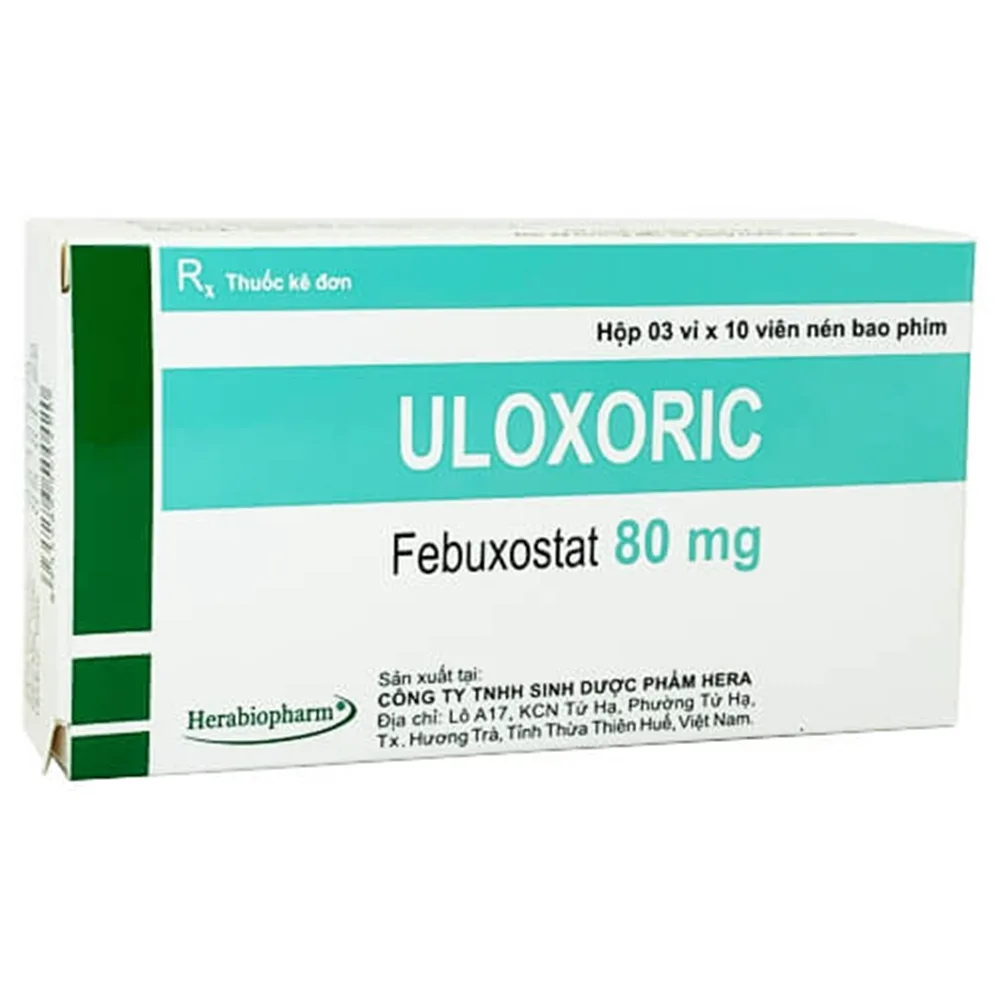 Hình ảnh Thuốc Uloxoric 80mg Herabiopharm điều trị tăng acid uric máu (3 vỉ x 10 viên)