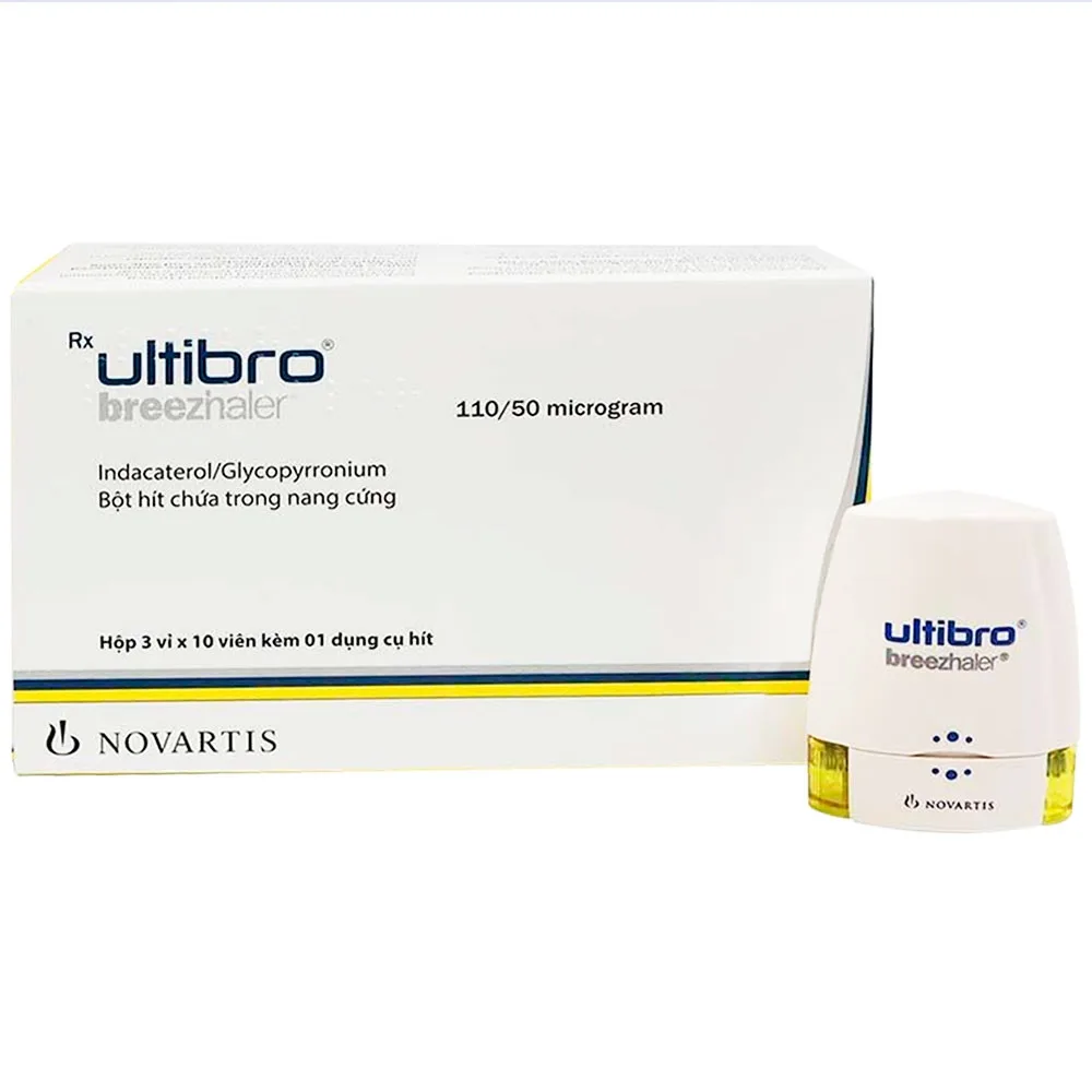 Hình ảnh Thuốc Ultibro Breezhaler 110/50mcg Novartis điều trị bệnh phổi mãn tính tắc nghẽn (3 vỉ x 10 viên)