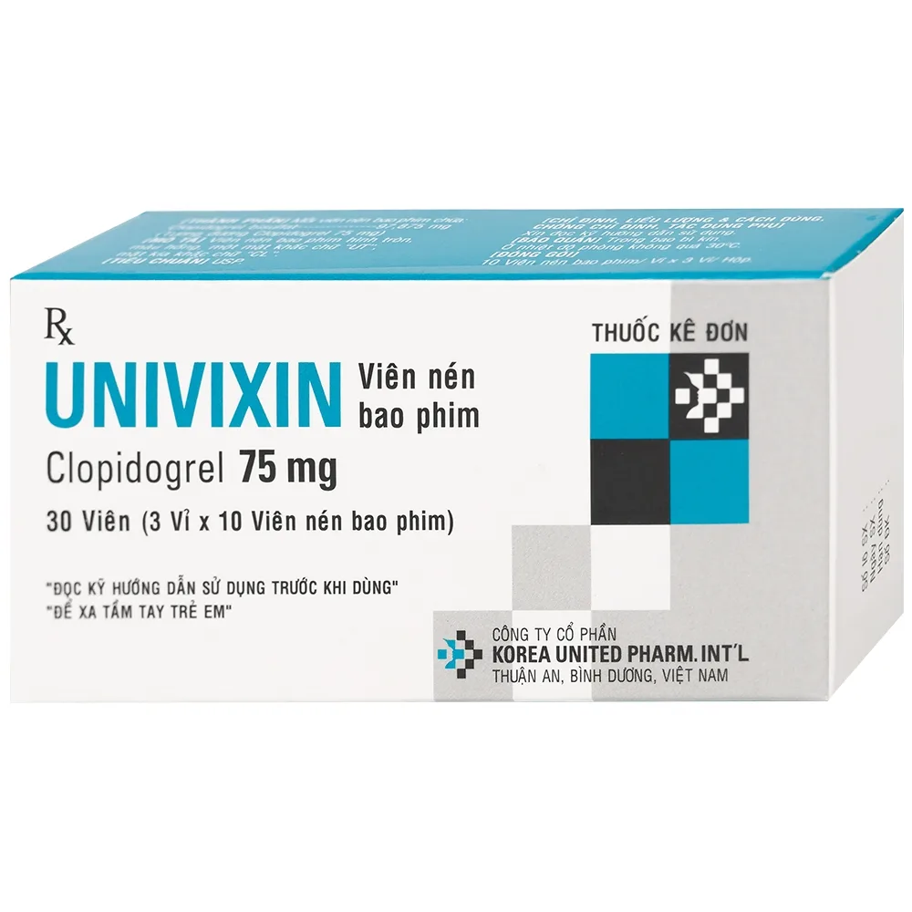Hình ảnh Thuốc Univixin Clopidogrel 75mg Korea United giảm các biến cố do xơ vữa động mạch (3 vỉ x 10 viên)