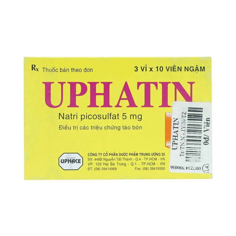 Hình ảnh Viên ngậm Uphatin 5mg Uphace điều trị các triệu chứng táo bón (3 vỉ x 10 viên)